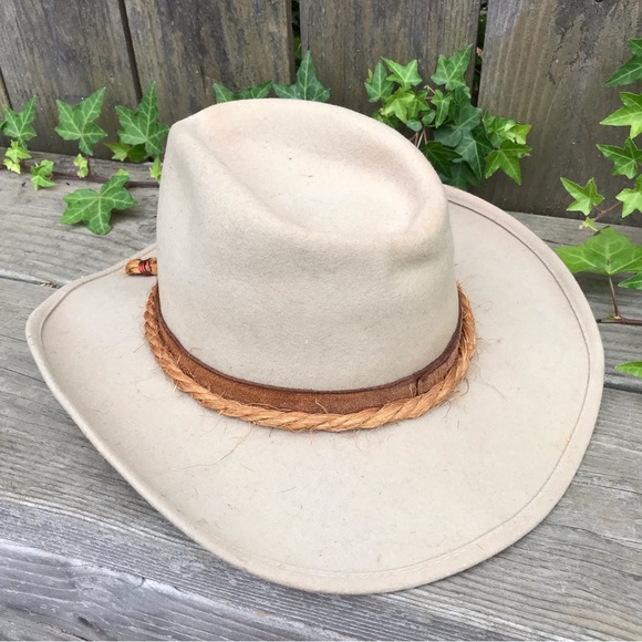 Shady Brady Small Wool Hat Western Ranch Rancher Rope Jute Leather Suede Cowboy - Picture 4 of 12